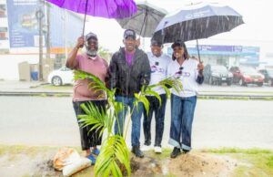 Celebration Of 30th Anniversary: ACAMB Kicks Off Event With Tree Planting Initiative President, Association of Corporate Communication and Marketing Professionals in Banks (ACAMB), Jide Sipe; Representative of Wema Bank, Precious Akpan; Vice President 2, Morolake Onifade, Representative of Alpha Morgan, Tolu Onipede and General Secretary, ACAMB, Olugbenga Owotoomo during a tree planting initiative, put together to flag-off the 30th anniversary celebration of ACAMB, held at Providence Street, Lekki Phase 1, Lagos…