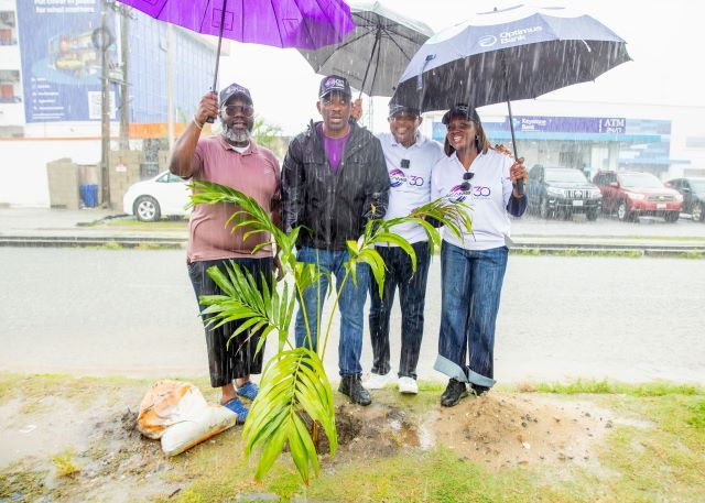 ACAMB President, Association of Corporate Communication and Marketing Professionals in Banks (ACAMB), Jide Sipe; Representative of Wema Bank, Precious Akpan; Vice President 2, Morolake Onifade, Representative of Alpha Morgan, Tolu Onipede and General Secretary, ACAMB, Olugbenga Owotoomo during a tree planting initiative, put together to flag-off the 30th anniversary celebration of ACAMB, held at Providence Street, Lekki Phase 1, Lagos…