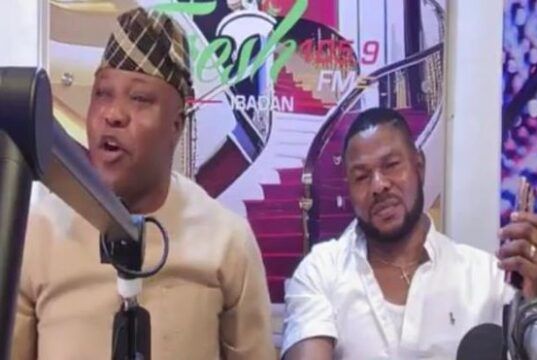 Ayefele Shares Shocking, Darkest Secrets Of His Life During Emotional Live Radio Show, Says I Was An Apprentice Barber, Vulcanizer Yinka Ayefele, MON, left, with Enitan Olusegun Bamidele, EOB...during the live Radio Show on Fresh 109.5fm...