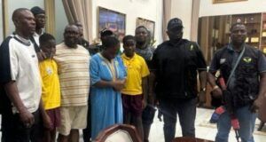 Rescue Of Adelabu’s Sister & Children: Nigeria Police Force Gives Official Account Mrs. Olaide Busayo Adegoke John-Paul and her 12-year-old twin sons, Peter and Paul...with others after their release was secured by the Police....