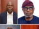 National Awards: Obasa Salutes Alake, Omatseye, Otitoju, Other Media Professionals Collage of four men's portraits: top-left in a suit, top-right wearing glasses and a maroon head wrap, bottom-left in light gray traditional attire, bottom-right in a blue outfit at a table.