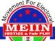 MEIIN Celebrates Democracy Day, Praises Tinubu’s Role In Nigeria’s Democratic Struggle Logo for Movement For Electoral Integrity In Nigeria (MEIN): circular emblem with a red banner reading 'JUSTICE & FAIR PLAY', blue field with red stars, and Nigerian flag colors around the edge.
