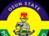 Police Arrest 3 Suspected Cultists, Political Thugs In Osun, Recover Weapons Logo of Osun State Police Command, featuring Nigeria Police emblem with a yellow center and purple top band, green bottom band, and an elephant with a red crest above a blue banner reading 'The Nigeria Police'.