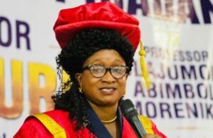 Faces At The Investiture Of Prof. Olajumoke Morenikeji As New VC Of Kola Daisi University Professor Olajumoke Morenikeji...making her first official speech as the Vice Chancellor of Kola Daisi University, Ibadan...