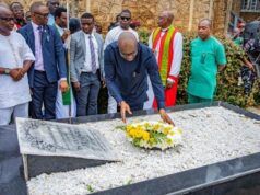 Oyo Governor Remembers Late Dad, Pa Olatubosun Makinde 14 Years After ...Governor Seyi Makinde...with others at the church cemetery...