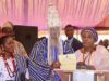 High Expectations As Oyebanji Installs 32-Year-Old As Owa Of Ayegbaju-Ekiti R-L: Mrs Monisade Afuye, Ekiti's Deputy Governor who represented Gov Biodun Oyebanji, Oba Adewole Oluwatosin Adewale and wife...