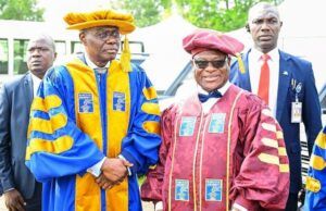 Sanwo-Olu Honoured With Leadership/Service Award By Babcock Varsity …Governor of Lagos State, Mr. Babajide Sanwo-Olu and President and Vice-Chancellor of Babcock University, Professor Afolarin Ojewole, during Babcock University’s 2026 undergraduate Convocation Ceremony held at the University Stadium, Ilishan-Remo, Ogun State on Sunday…