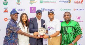 Celebration Of 30th Anniversary: ACAMB Holds Golf & Networking Experience …Captain, Ikoyi Club 1938, Afolabi Balogun; Head, Partnership and Hospitality, Golf Section, Ikoyi Club 1938; Rerhe Idonije; Deputy Vice Chairman, Ikoyi Club 1938; Bolaji Martins; President, Association of Corporate Communication and Marketing Professionals in Banks (ACAMB), Jide Sipe and Publicity Secretary, ACAMB, Abiodun Coker, during the Golf and Networking Experience Hosted by ACAMB to commemorate its 30th Anniversary celebration in Ikoyi, Lagos, recently...