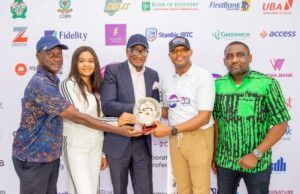 Celebration Of 30th Anniversary: ACAMB Holds Golf & Networking Experience …Captain, Ikoyi Club 1938, Afolabi Balogun; Head, Partnership and Hospitality, Golf Section, Ikoyi Club 1938; Rerhe Idonije; Deputy Vice Chairman, Ikoyi Club 1938; Bolaji Martins; President, Association of Corporate Communication and Marketing Professionals in Banks (ACAMB), Jide Sipe and Publicity Secretary, ACAMB, Abiodun Coker, during the Golf and Networking Experience Hosted by ACAMB to commemorate its 30th Anniversary celebration in Ikoyi, Lagos, recently...