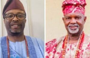 Demise Of Lekan Alabi: Oyo ADC Reps Candidate, Abidikugu Joins Others To Mourn Dr (Chief) Dr Kazeem Adesina Abidikugu, left, mourns Oloye Lekan Alabi...