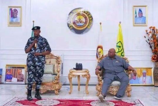 Adeleke Plays Host To New Osun CP, Makes Demands …the newly posted Commissioner of Police, Ibrahim Zungura, left, with Governor Ademola Adeleke…