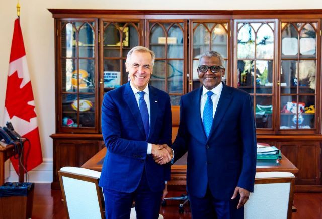 Aliko Dangote and Prime Minister of Canada, Mark Joseph Carney Aliko Dangote, right, with Canada’s Prime Minister, Mark Carney...
