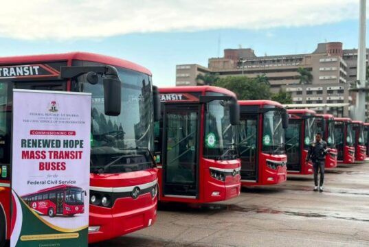 Tinubu’s Govt Unveils 100 Electric Buses For Civil Servants ...the electric buses...