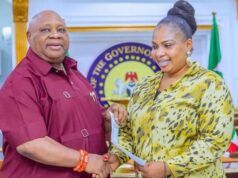 Re-Election: Actress Laide Bakare Celebrates Adeleke’s Victory Actress Laide Bakare, right, with Governor Ademola Adeleke...