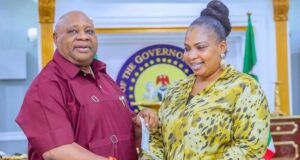 Re-Election: Actress Laide Bakare Celebrates Adeleke’s Victory Actress Laide Bakare, right, with Governor Ademola Adeleke...