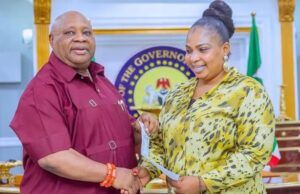 Re-Election: Actress Laide Bakare Celebrates Adeleke’s Victory Actress Laide Bakare, right, with Governor Ademola Adeleke...