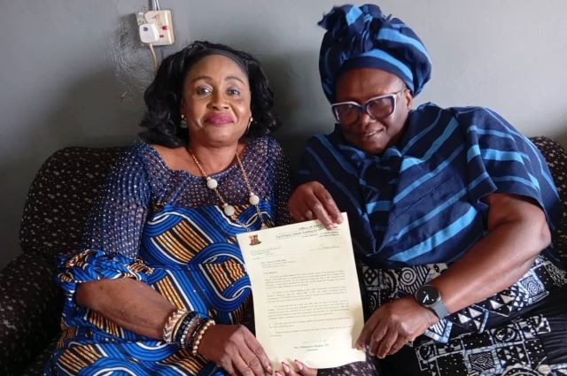 Oyo TESCOM 1 Mrs. Olubukola Oladipo, JP, right, with Mrs Gbemisola Beyioku...