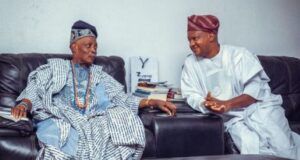 You Remain An Accomplished Statesman, Agbaje Tells Olubadan Ladoja@82 Oba Rashidi Ladoja, left, with Barrister Akeem Agbaje...