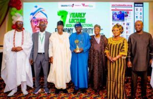 Sanwo-Olu Delivers 7th Freedom Online Lecture, Tackles Promoters Of Oil-Subsidy Return L-R: Aare Ona Kankafo of Yorubaland, Chief Gani Adams; Convener and Editor-in-Chief, Freedom Online, Mr Gabriel Akinadewo; Senator Gbenga Daniel; Governor of Lagos State, Mr. Babajide Sanwo-Olu; former Minister of Information and Culture, Alhaji Lai Mohammed; Ex-President, Nigerian Guild of Editors, NGE, Mrs Funke Egbemode and NGE President, Mr Eze Anaba during the 7th annual lecture of Freedom Online themed: “2027 Elections, Economy, Security and Nigerians Future” at the Sheraton Hotel Lagos in Ikeja, on Thursday, September 3, 2026…