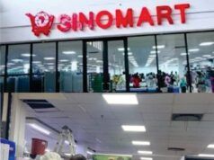 Leaking Roof Embarrasses Sinomart Superstore’ Ibadan Customers Days After Official Opening Sinomart Ibadan...with ladder for emergency repairmen...on Wednesday...