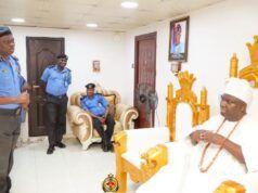 Alaafin Hosts Oyo CP, Identifies How To Combat Emerging Security Threats Oyo's Commissioner of Police, Mr. Abimbola Ayodeji Olugbenga, left, with Oba Akeem Owoade...