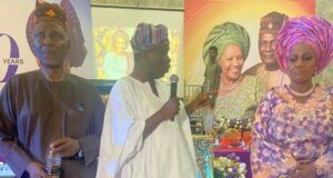 Oluranti Olurin, Founder Of George & Duke Group Of Schools Celebrates 70th Birthday L-R: Husband of the celebrant, Dr Niran Olurin, the chairman of the occasion, Dr Sunday Obiyinka and the celebrant, Oluranti Olurin at the event...
