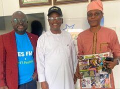 ParrotXtra Crew Leader Pays Post-10:17 Festival Visit To YES FM Radio Station L-R: Chief Yemi Sonde, Ambassador Olayinka Agboola and Mr Konsoligbadun, Alhaji Sulaimon Adegbenro…during the visit…