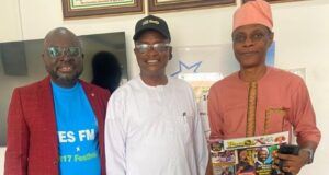 ParrotXtra Crew Leader Pays Post-10:17 Festival Visit To YES FM Radio Station L-R: Chief Yemi Sonde, Ambassador Olayinka Agboola and Mr Konsoligbadun, Alhaji Sulaimon Adegbenro…during the visit…