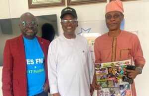 ParrotXtra Crew Leader Pays Post-10:17 Festival Visit To YES FM Radio Station L-R: Chief Yemi Sonde, Ambassador Olayinka Agboola and Mr Konsoligbadun, Alhaji Sulaimon Adegbenro…during the visit…