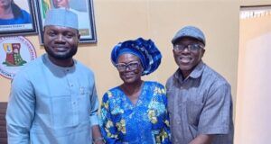 Oyo TESCOM Chair Makes History, Becomes First To Author Professional Book While In Office L-R: Hon Olanrewaju Sarumi, the Author and Chairman of Oyo State Teaching Service Commission, Mrs Olubukola Oladipo and Dr Olatunji Oladunni...